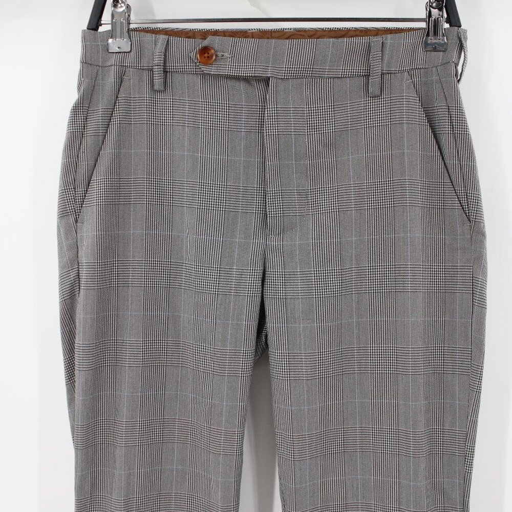 Dandy Del Mar Pants Mens 28 Straight Leg Flat Front Plaid Classic Fit Trouser